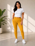 Ultra-Soft Full-Length Cotton Kurti Pants – Mustard Yellow