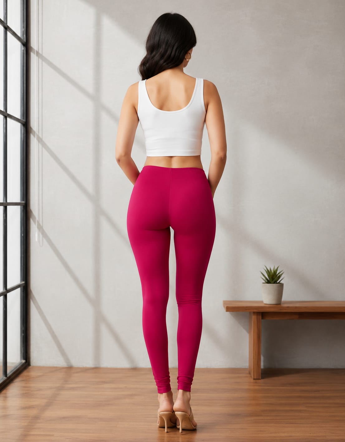 Ultra-Soft Full-Length Cotton Leggings – Rani Pink
