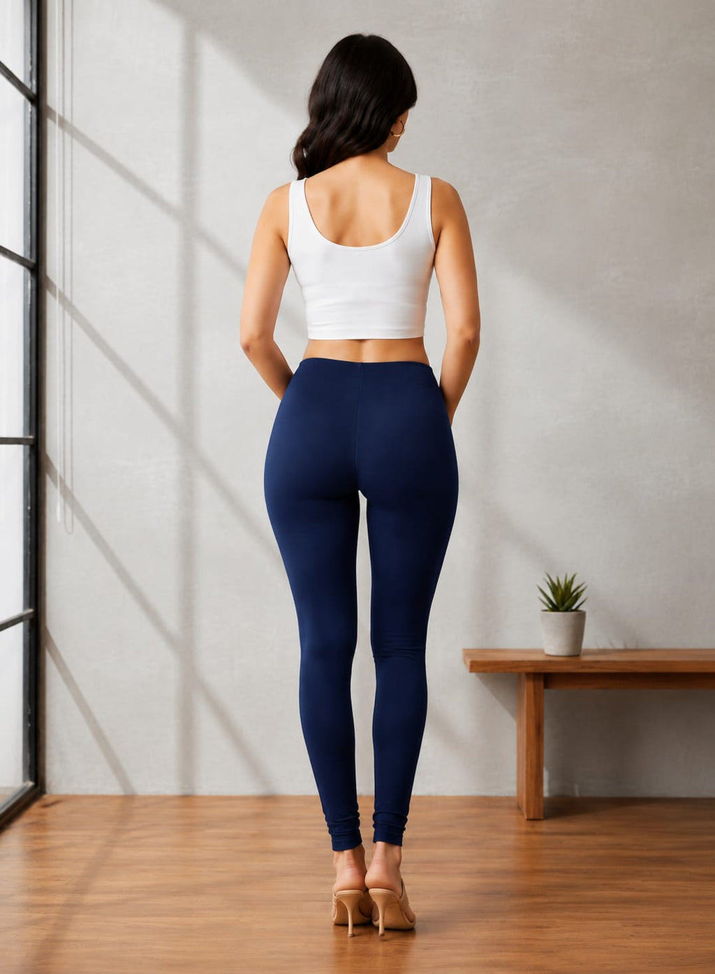 Ultra-Soft Full-Length Cotton Leggings – Navy Blue