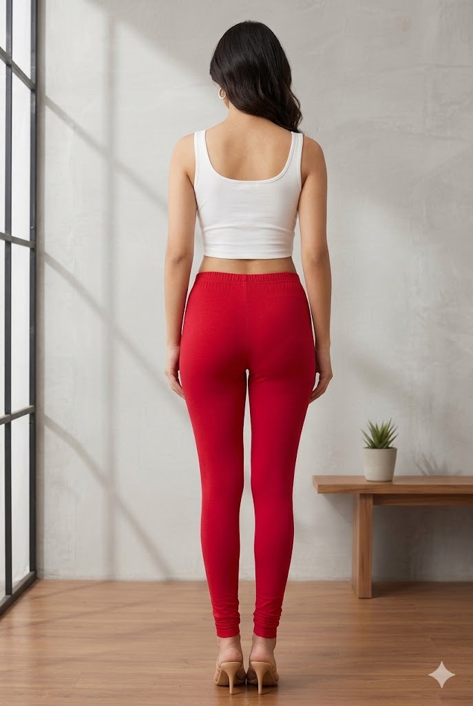 Ultra-Soft Full-Length Cotton Leggings – Red