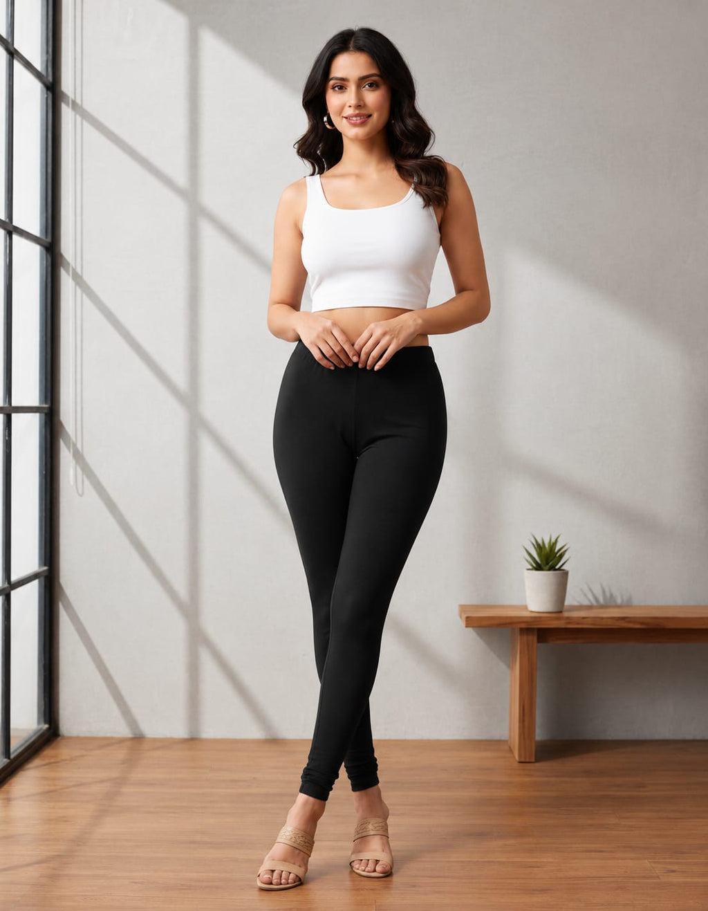 Ultra-Soft Full-Length Cotton Leggings – Black