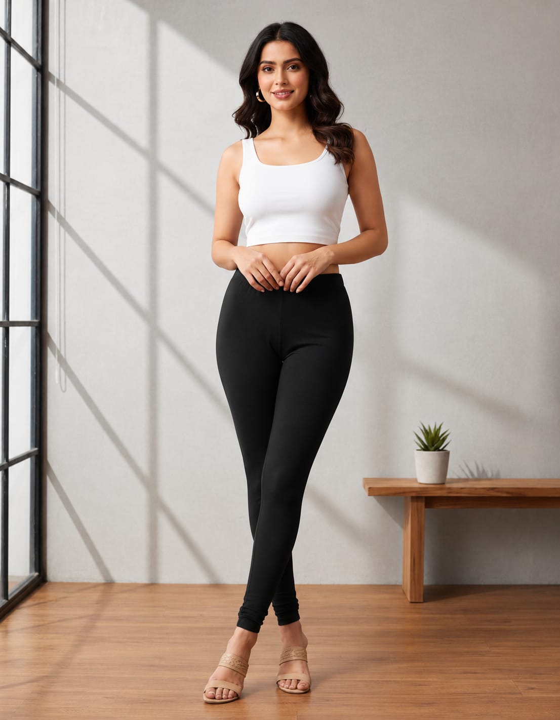 Ultra-Soft Full-Length Cotton Leggings – Black