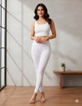 Ultra-Soft Full-Length Cotton Leggings – White