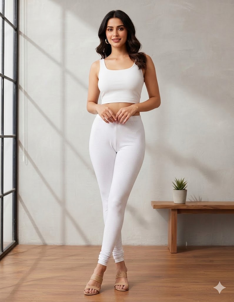 Ultra-Soft Full-Length Cotton Leggings – White