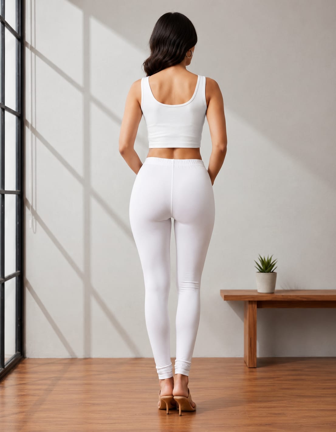 Ultra-Soft Full-Length Cotton Leggings – White