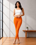 Ultra-Soft Full-Length Cotton Leggings – Orange