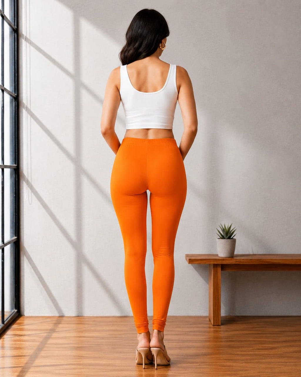 Ultra-Soft Full-Length Cotton Leggings – Orange
