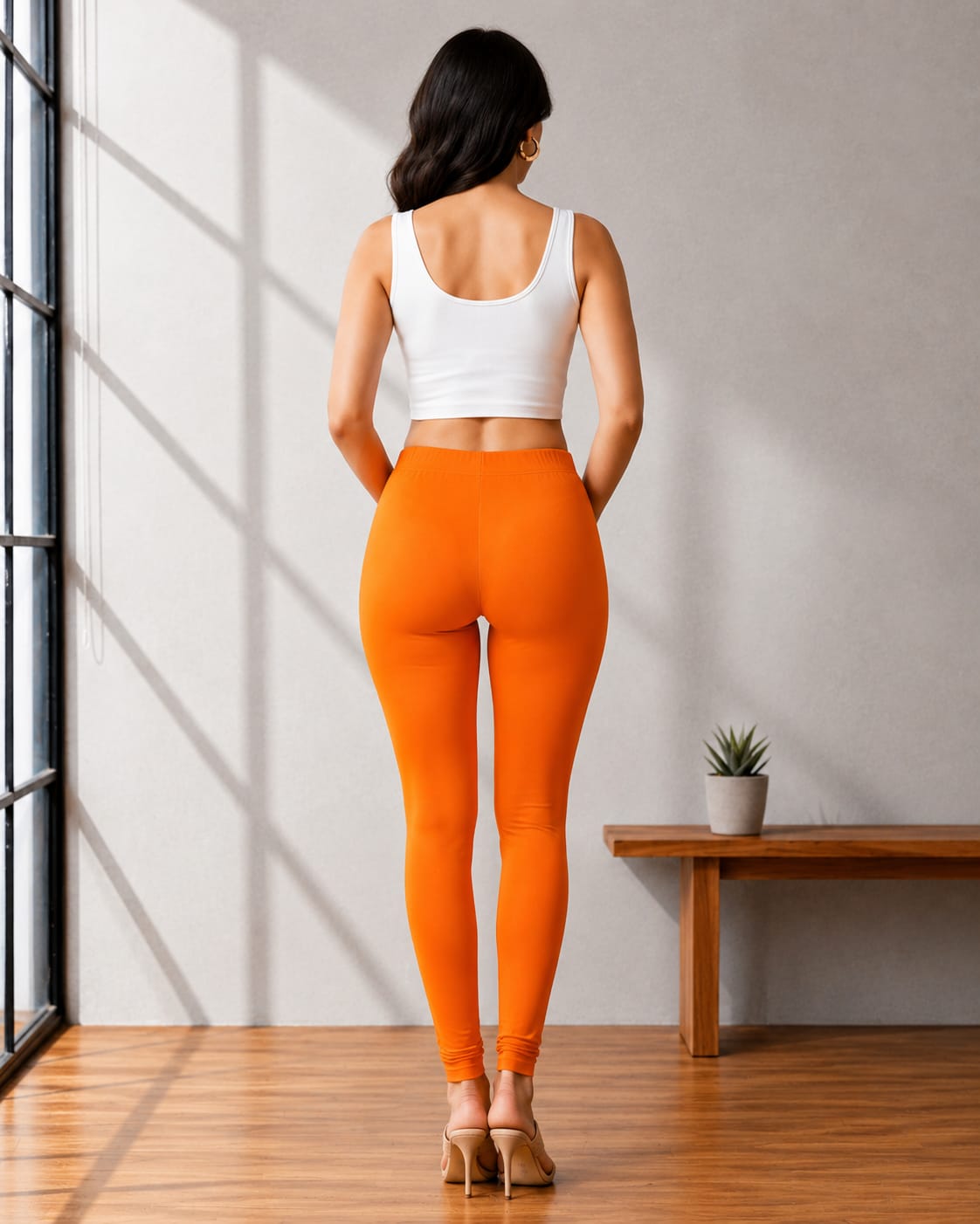Ultra-Soft Full-Length Cotton Leggings – Orange