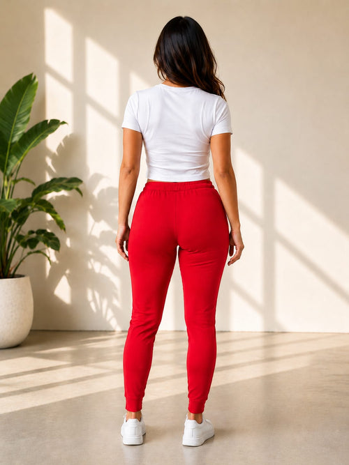 Ultra-Soft Full-Length Cotton Kurti Pants – Red