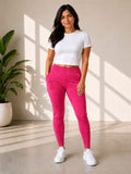 Ultra-Soft Full-Length Cotton Kurti Pants – Rani Pink