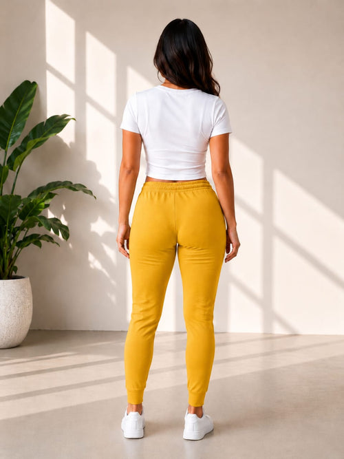 Ultra-Soft Full-Length Cotton Kurti Pants – Mustard Yellow